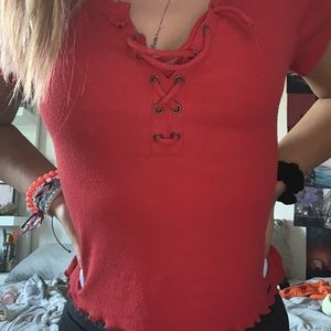 red ribbed shirt from tillys !